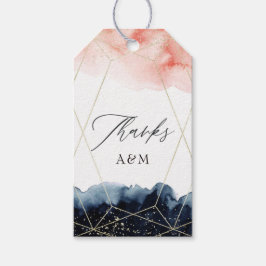 Etiquetas Para Regalos Boda geométrico de acuarela de la Marina y Rubor