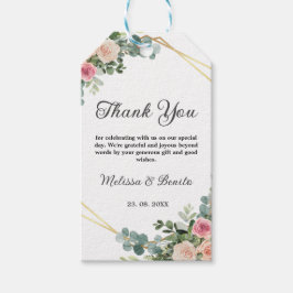 Etiquetas Para Regalos Boda geométrico de la acuarela del Eucalipto rosa 