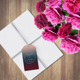 Etiquetas Para Regalos Boda geométrico Rubor Ombre de la Marina de Borgoñ