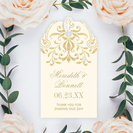 Etiquetas Para Regalos Boda Glamour Vintage Marfil Monograma Dorado
