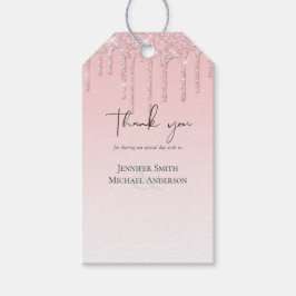 Etiquetas Para Regalos Boda Glamurosa y Económica con Brillo Rosa Destell