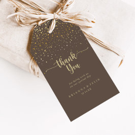 Etiquetas Para Regalos Boda Gold Confetti Brown Gracias