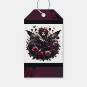 Etiquetas Para Regalos Boda Gótica Glam de Jardín Oscuro Burgundy y Negro