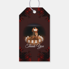 Etiquetas Para Regalos Boda gótico elegante floral rojo profundo