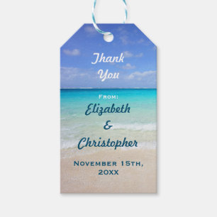 Etiquetas Para Regalos Boda Gracias Azure Blue Caribbean Tropical Beach