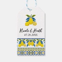 Boda Mediterránea Acuarela Limón Amarillo Azul