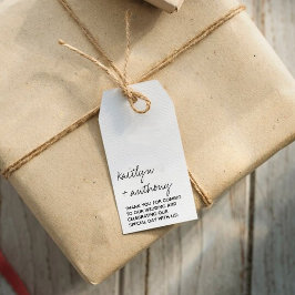 Etiquetas Para Regalos Boda minimalista de escritura moderna en blanco y 
