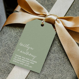 Etiquetas Para Regalos Boda minimalista de estilo moderno con guión sage 