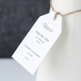 Etiquetas Para Regalos Boda Minimalista de Verde Elegante Agradecimiento