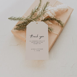 Etiquetas Para Regalos Boda Minimalista en Beige con "Gracias"