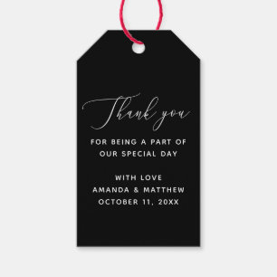 Etiquetas Para Regalos Boda Minimalista Formal Negra. Clásico Gracias