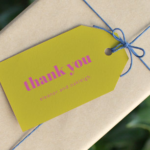 Etiquetas Para Regalos Boda moderno amarillo rosa brillante de tipografía