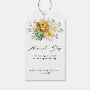 Etiquetas Para Regalos Boda moderno con flores amarillas mostaza Gracias