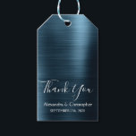 Etiquetas Para Regalos Boda moderno de Navy Blue Gracias<br><div class="desc">Boda Marina Azul Moderno y Elegante Gracias Por Favor De Las Etiquetas De Regalo. Estas etiquetas de regalo favoritas de la boda azul de la marina se pueden personalizar para incluir tu nombre y fecha de boda. Las Etiquetas de Regalo Elegante Metalizado Cepillado forman parte de la colección de Bodas...</div>