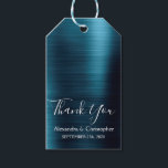 Etiquetas Para Regalos Boda moderno de Navy Blue Gracias<br><div class="desc">Boda Marina Azul Moderno y Elegante Gracias Por Favor De Las Etiquetas De Regalo. Estas etiquetas de regalo favoritas de la boda azul de la marina se pueden personalizar para incluir tu nombre y fecha de boda. Las Etiquetas de Regalo Elegante Metalizado Cepillado forman parte de la colección de Bodas...</div>