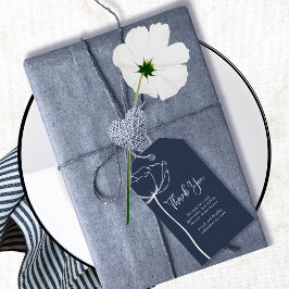 Etiquetas Para Regalos Boda moderno floral mínimo blanco de la Marina Gra
