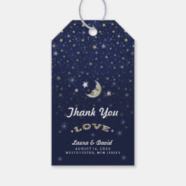Etiquetas Para Regalos Boda Navy Blue Gold y White Moon & Stars
