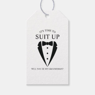 Etiquetas Para Regalos Boda negro Tuxedo Suit Groomsman Propuesta