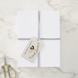 Etiquetas Para Regalos Boda Novia Novio nombres y fecha corazón floral