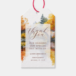 Etiquetas Para Regalos Boda otoñal en puente de bosque