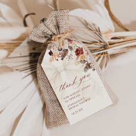 Etiquetas Para Regalos Boda Otoño Floral con Lazo Blanco