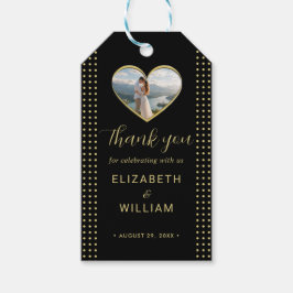 Etiquetas Para Regalos Boda personalizada con lunares dorados y negros
