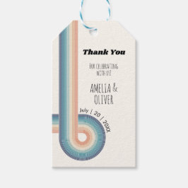 Etiquetas Para Regalos Boda Retro De Tiras Vintage Coloridas Del Tema 70