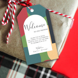 Etiquetas Para Regalos Boda retro Groovy colorido moderno Resumen Moda re