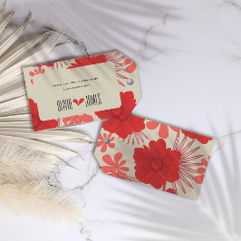 Etiquetas Para Regalos Boda Romántico de Floral Roja