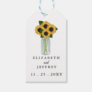 Etiquetas Para Regalos Boda Rustic Mason Jar Sunflowers
