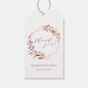 Etiquetas Para Regalos Boda rústica de otoño con geometría y vegetación d