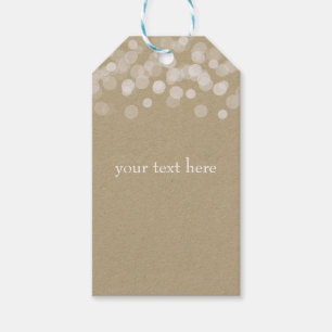 Etiquetas Para Regalos Boda Rústica Simple de Papel Marrón Luces Blancas