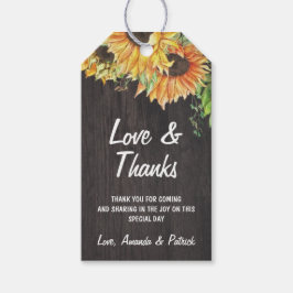 Etiquetas Para Regalos Boda Rústico de acuarela de girasol Gracias