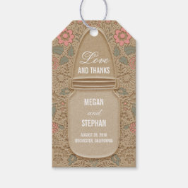 Etiquetas Para Regalos Boda Rústico Floral Mason Jar