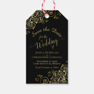 Etiquetas Para Regalos Boda salve la fecha lápices en oro en negro
