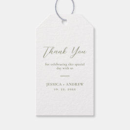 Etiquetas Para Regalos Boda simple verde y blanco sabio minimalista