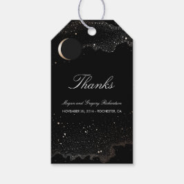 Etiquetas Para Regalos Boda Starry Night Crescent Moon Black and Gold