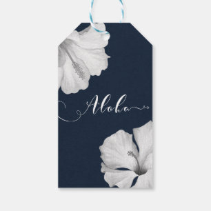 Etiquetas Para Regalos Boda tropical azul hibiscus blanco Aloha Favor
