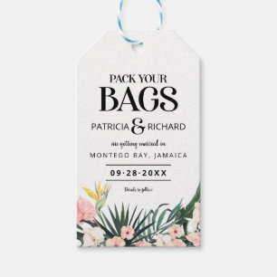 Etiquetas Para Regalos Boda tropical de destino Guardar la fecha