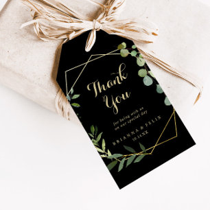 Etiquetas Para Regalos Boda verde negro de oro geométrico gracias
