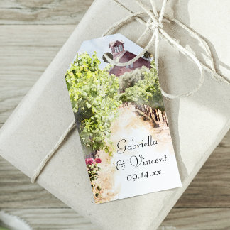 Etiquetas Para Regalos Boda Vineyard y Red Barn Watercolor