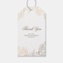 Etiquetas Para Regalos Boda vinícola dorada y floral blanca