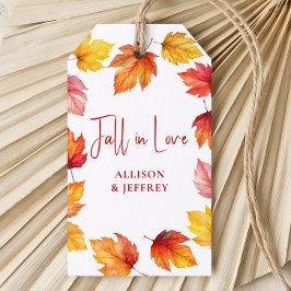 Etiquetas Para Regalos Bodas de Otoño de Hojas Caídas Enamorarse
