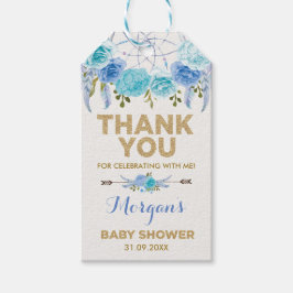 Etiquetas Para Regalos Boho Blue Floral Dreamcatcher Baby Shower Favores