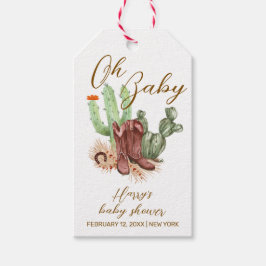 Etiquetas Para Regalos Boho Cactus Cowboy moderno zapata Baby Shower