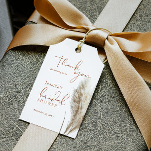 Etiquetas Para Regalos Boho Esponjoso Hierba de Pampas Agradecimiento par