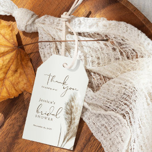 Etiquetas Para Regalos Boho Esponjoso Hierba de Pampas Agradecimiento par