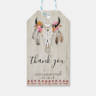 Etiquetas Para Regalos Boho Floral Antlers Skull Wood Gracias Boda