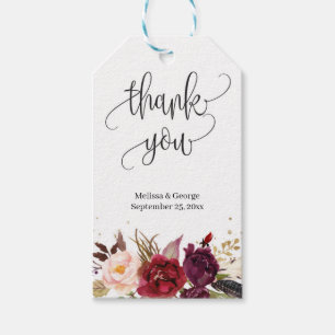 Etiquetas Para Regalos Boho marsala burgundy boda de oro floral