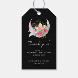 Etiquetas Para Regalos Boho Moon Crystals Feathers Pink Flowers Boda